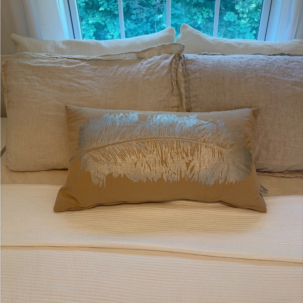 Urban Outfitters Tan and Silver Bedding Pillows